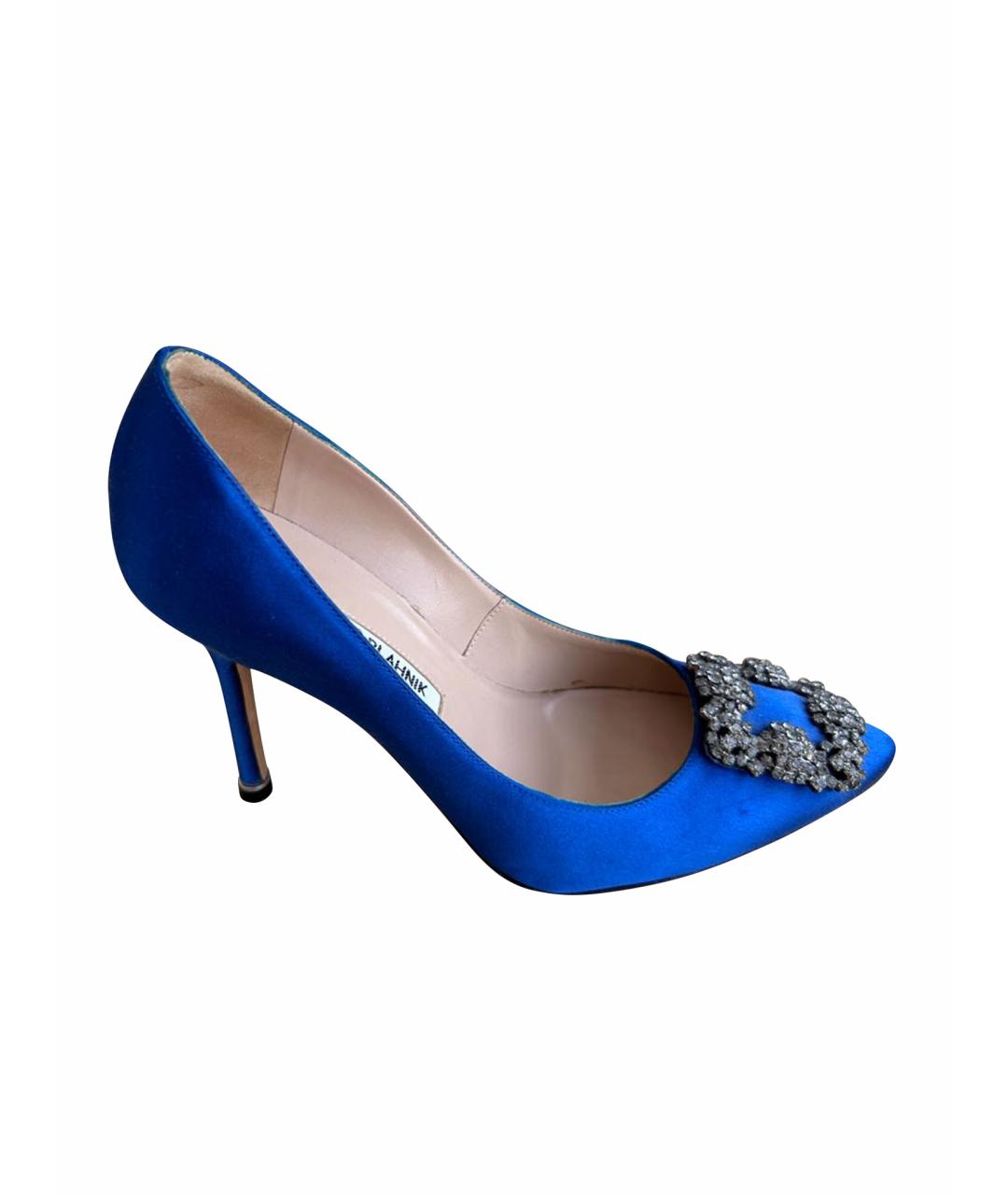 MANOLO BLAHNIK Синие текстильные туфли, фото 1