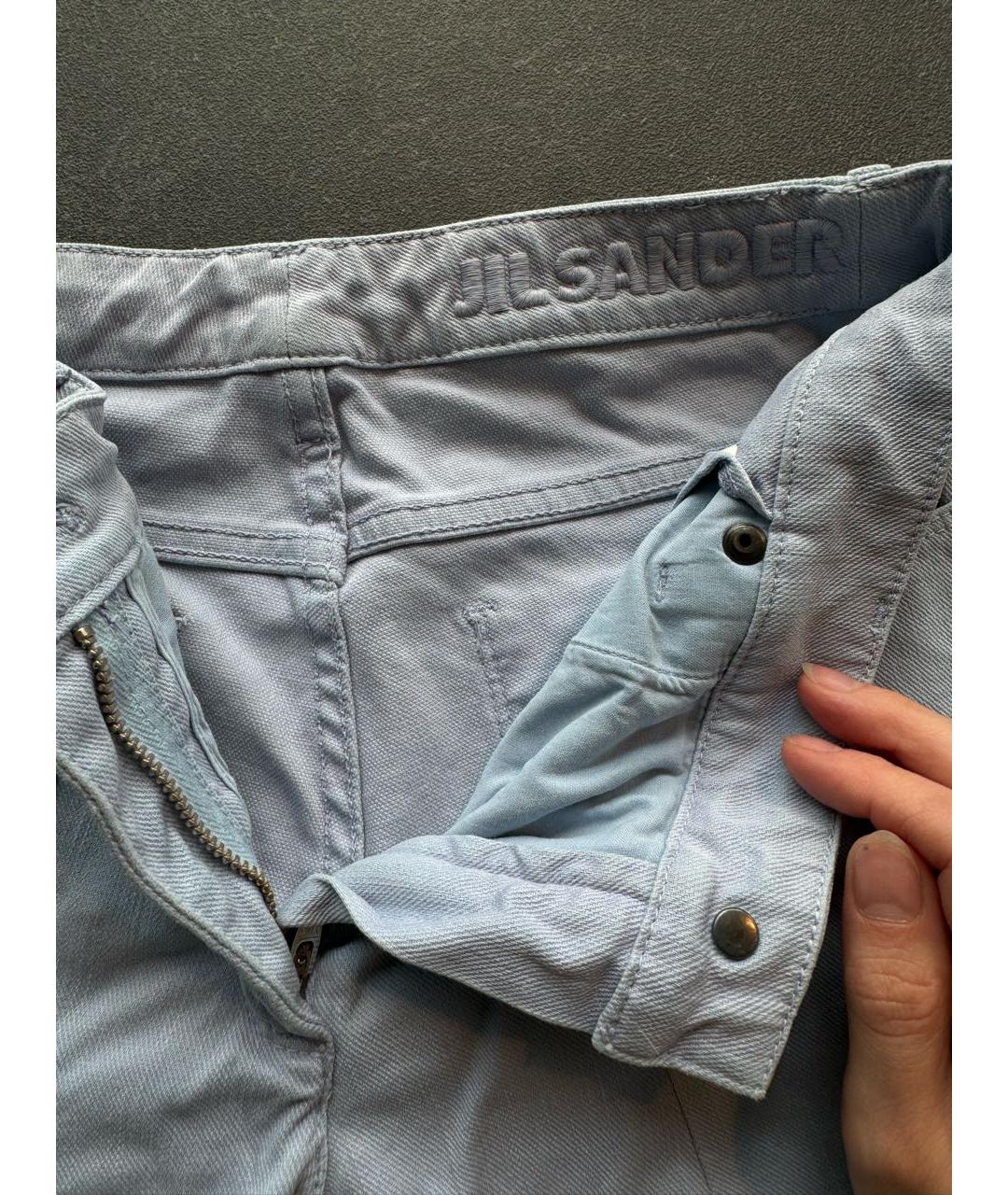 JIL SANDER Голубые хлопковые джинсы слим, фото 4
