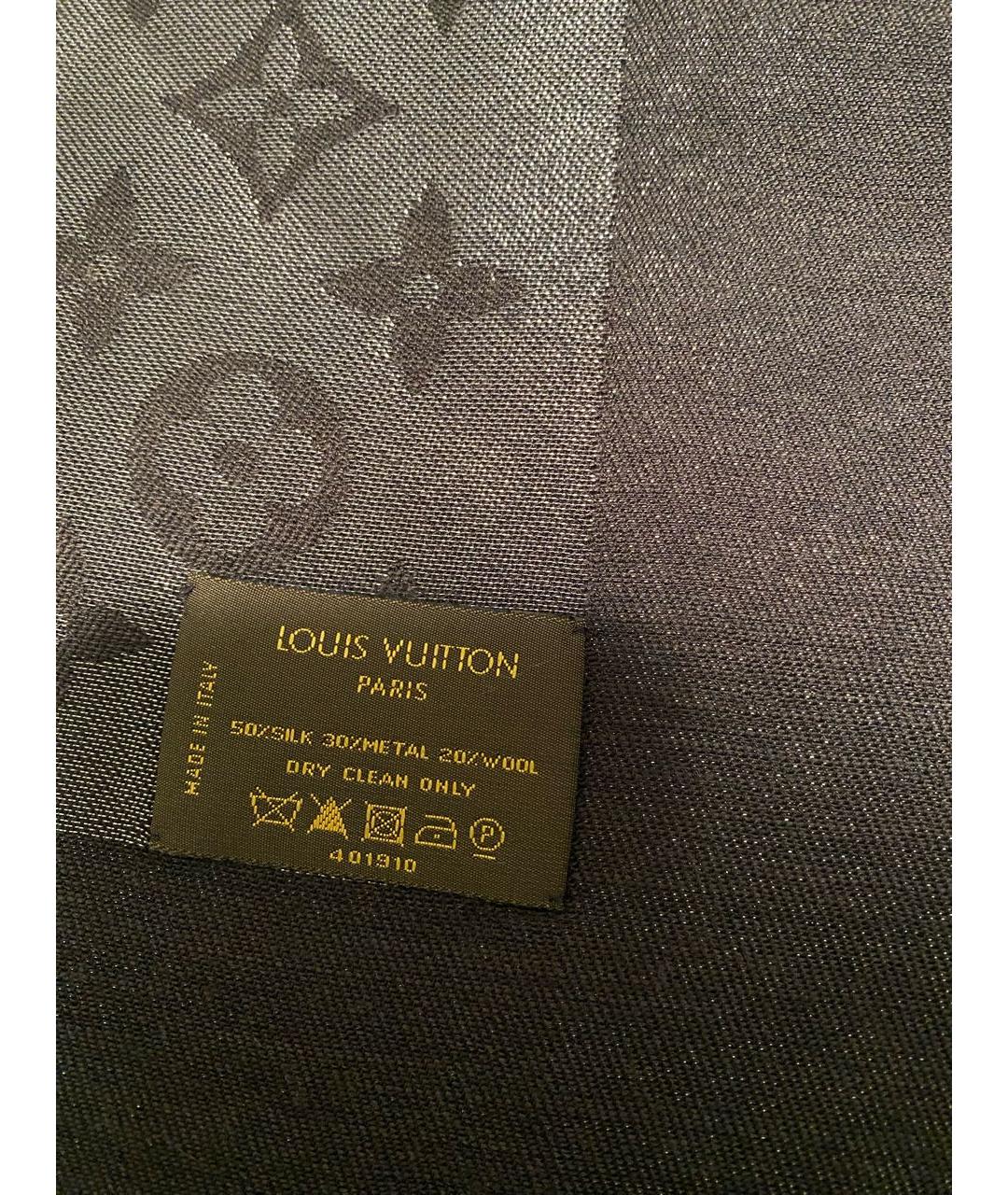LOUIS VUITTON PRE-OWNED Черный шелковый платок, фото 4