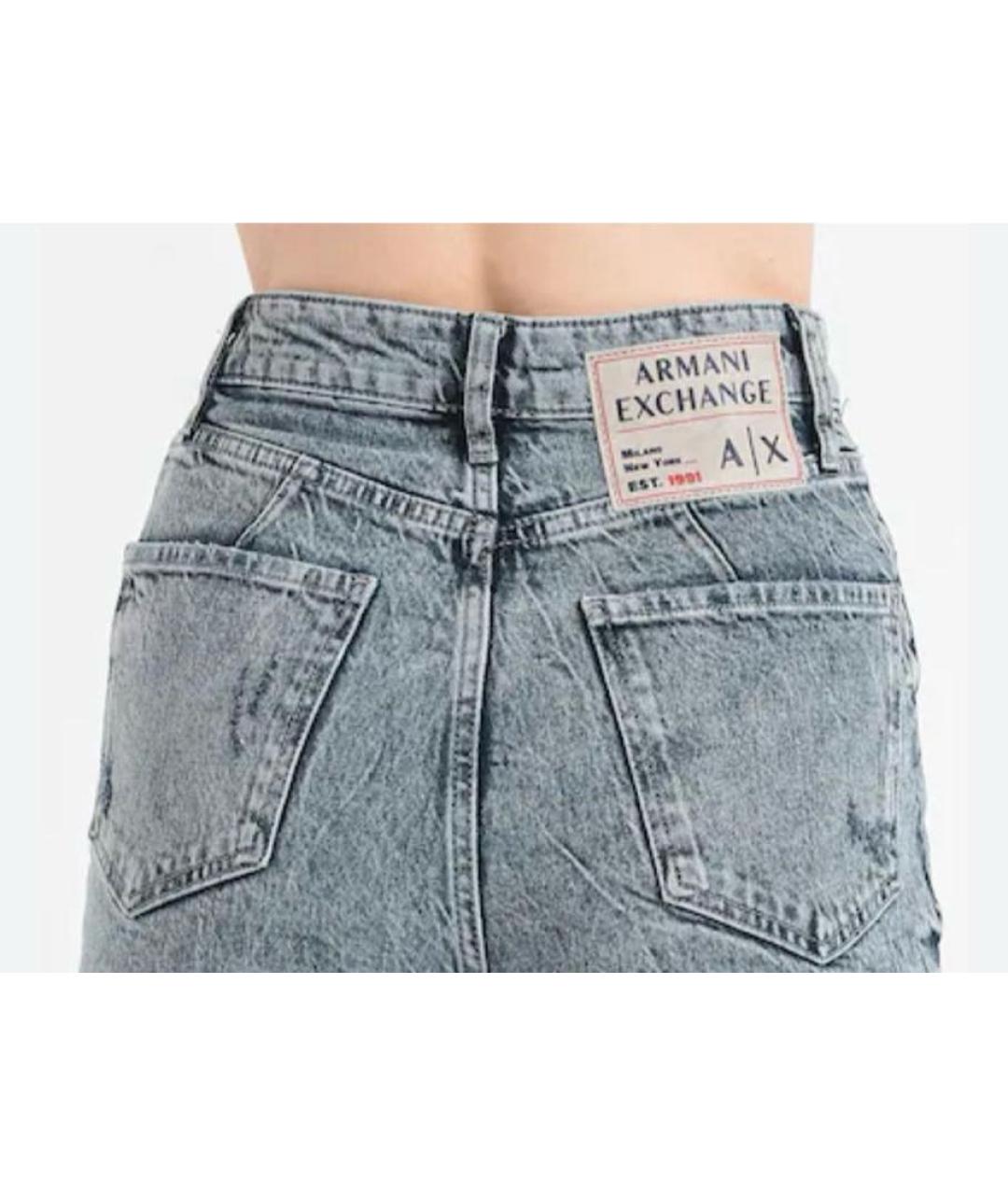 ARMANI EXCHANGE Серые хлопко-эластановые прямые джинсы, фото 5