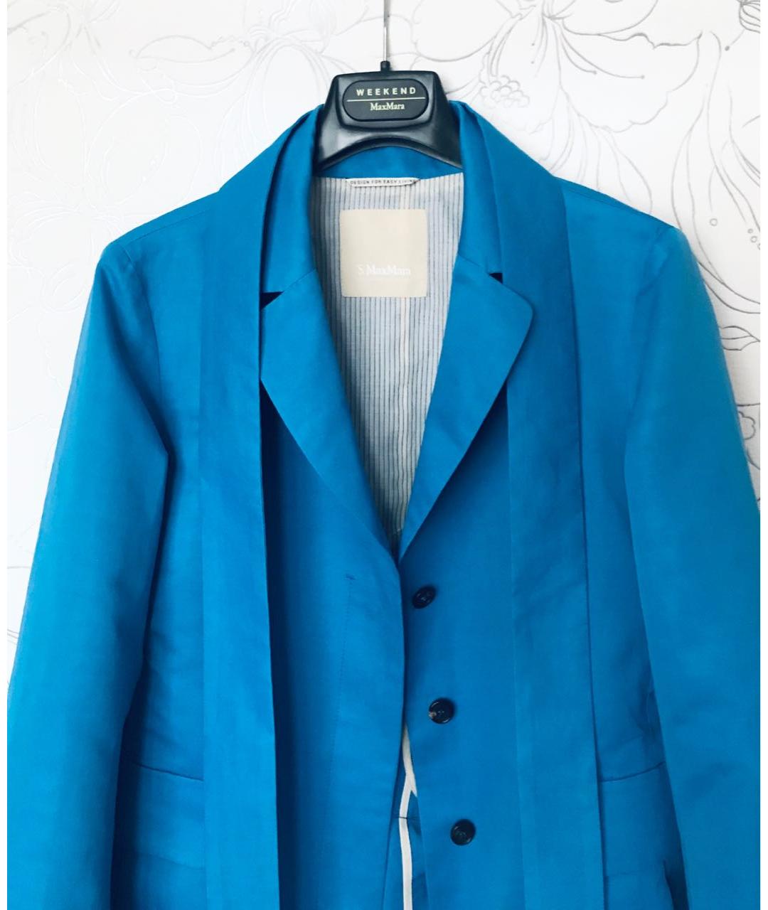 'S MAX MARA Синий хлопковый жакет/пиджак, фото 4