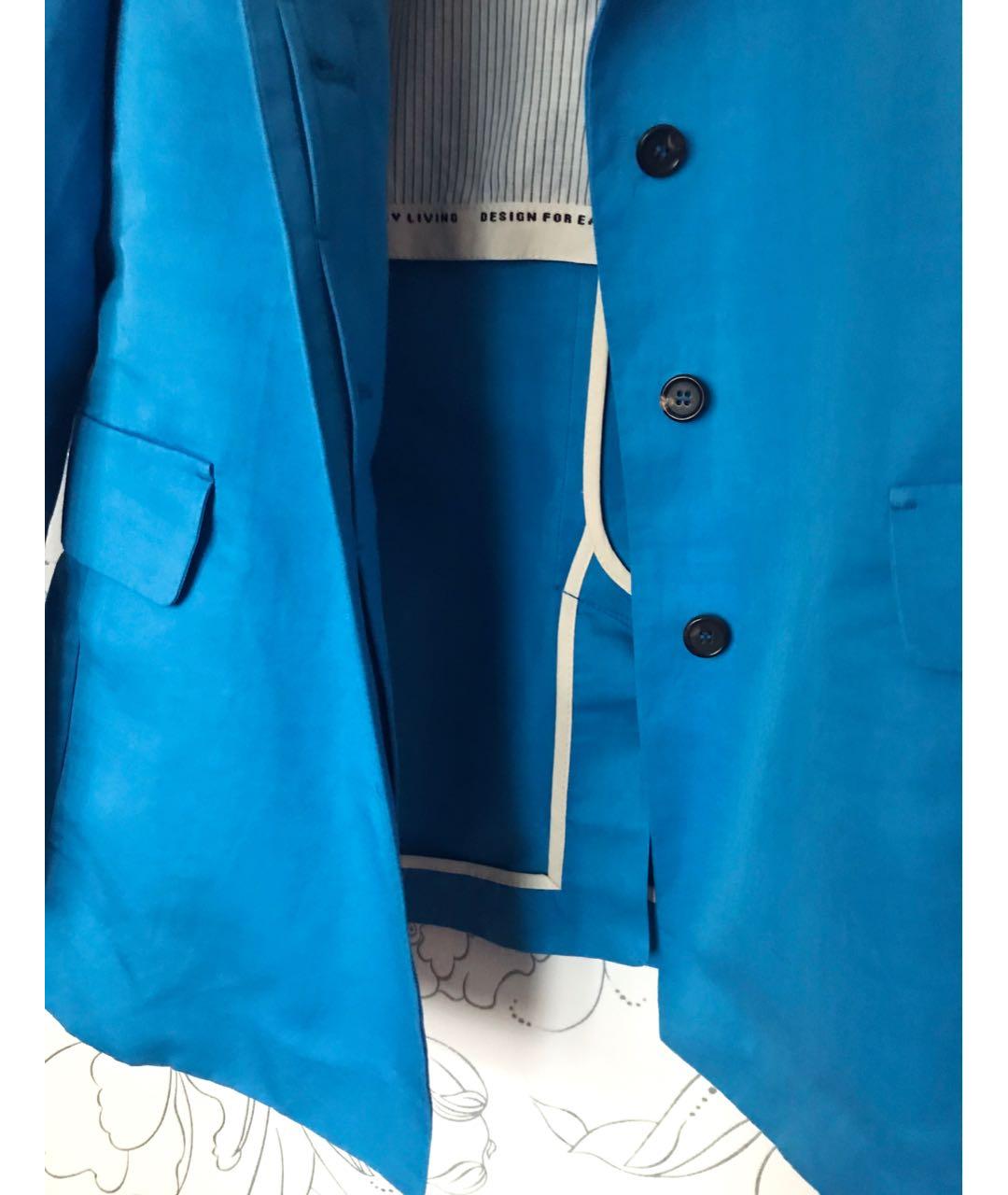 'S MAX MARA Синий хлопковый жакет/пиджак, фото 5