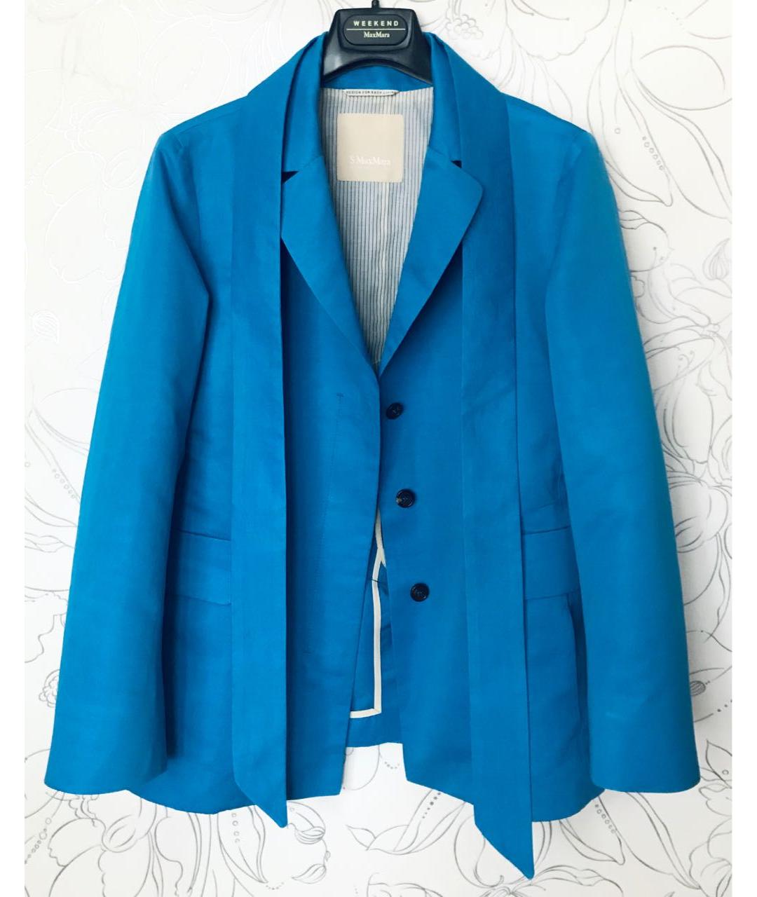'S MAX MARA Синий хлопковый жакет/пиджак, фото 3