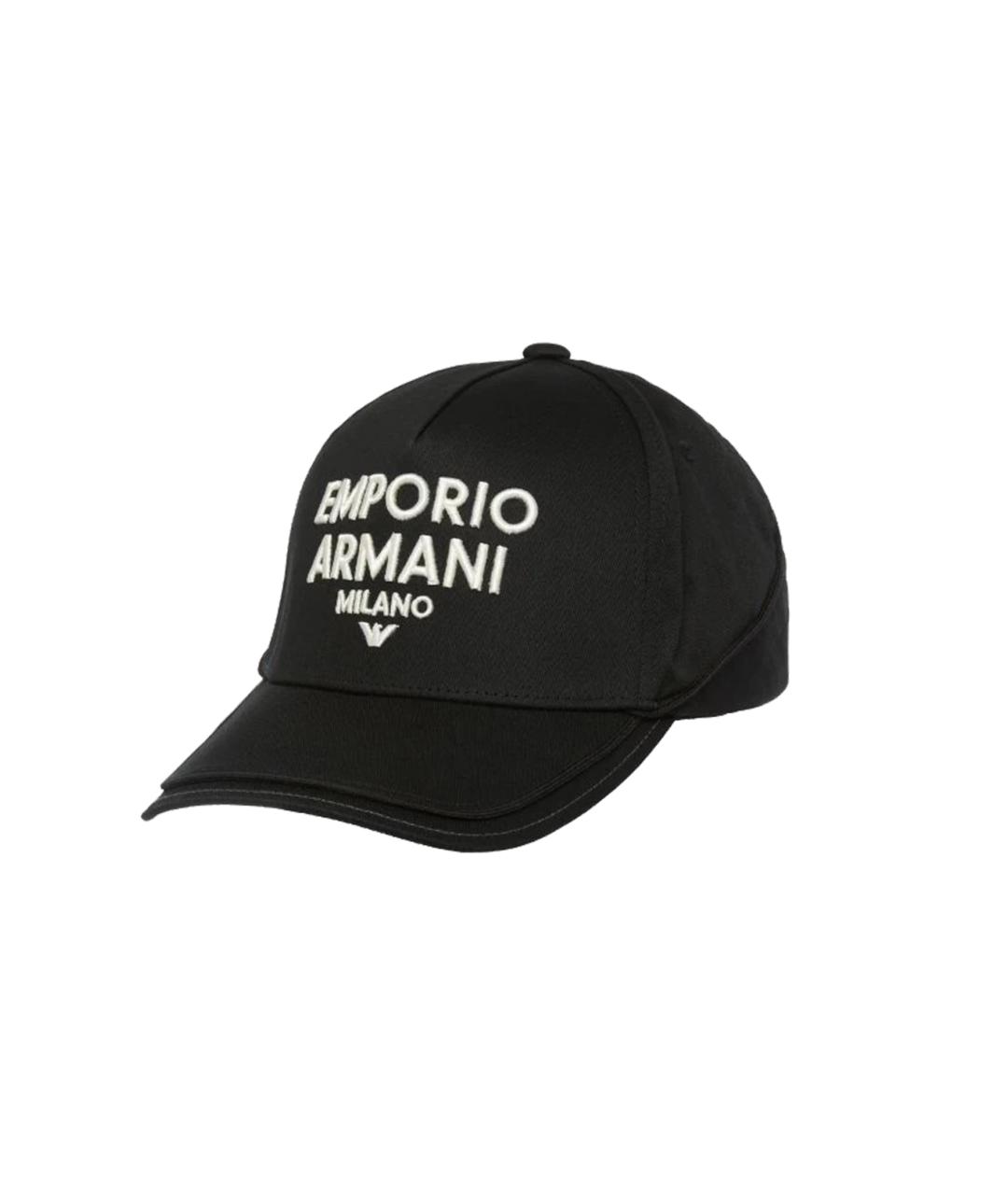 EMPORIO ARMANI Черная хлопковая кепка/бейсболка, фото 1