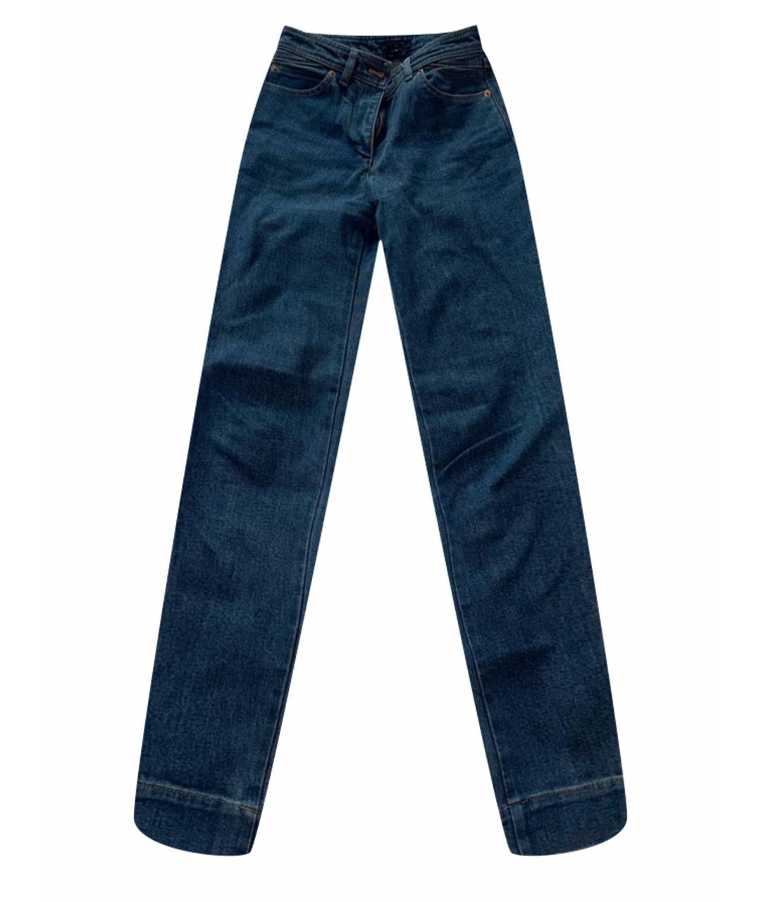 LOUIS VUITTON PRE-OWNED Синие хлопко-эластановые джинсы скинни, фото 1