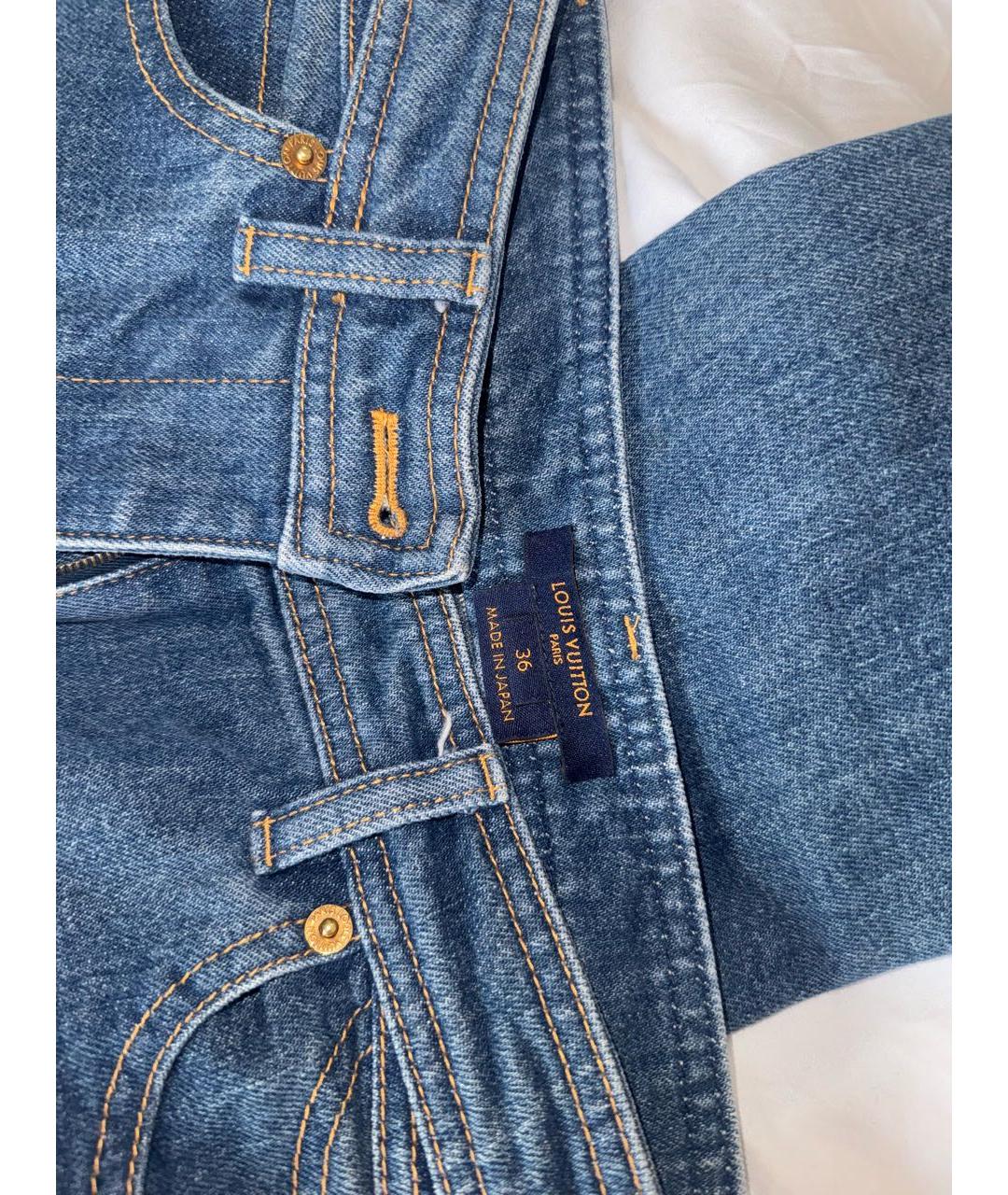 LOUIS VUITTON PRE-OWNED Синие хлопко-эластановые джинсы скинни, фото 4