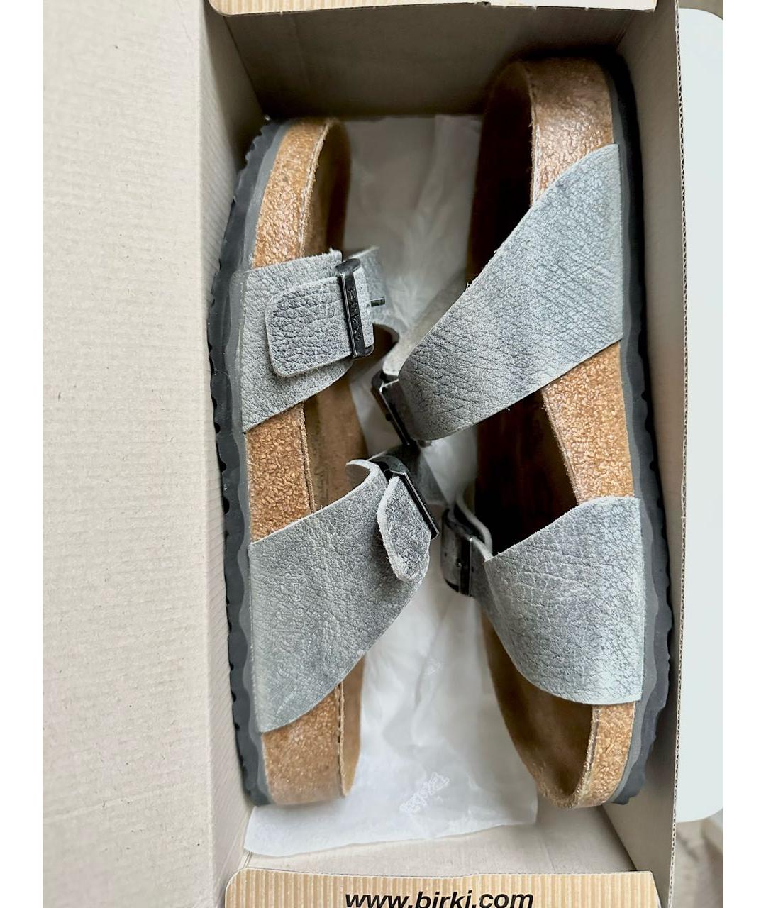 BIRKENSTOCK Серые кожаные сандалии, фото 7