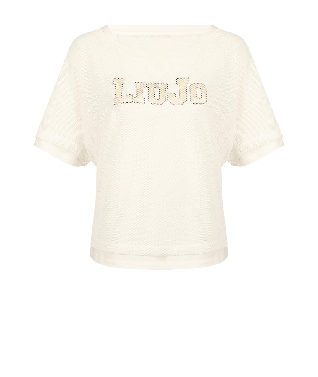 LIU JO Бежевая полиэстеровая футболка, фото 1