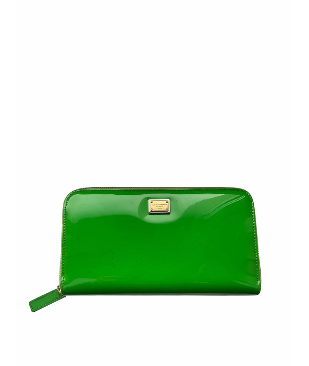 DOLCE&GABBANA Зеленый кошелек из лакированной кожи, фото 1