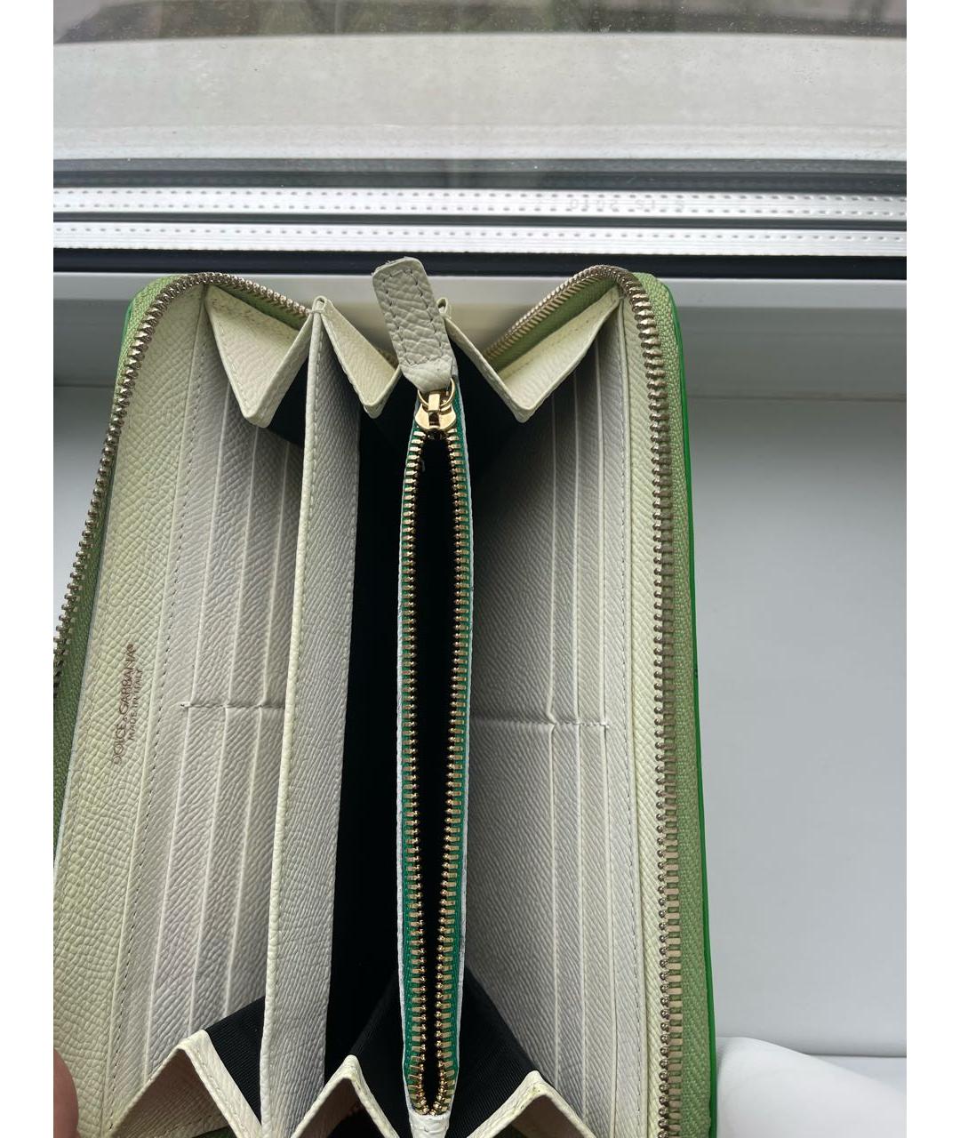 DOLCE&GABBANA Зеленый кошелек из лакированной кожи, фото 4