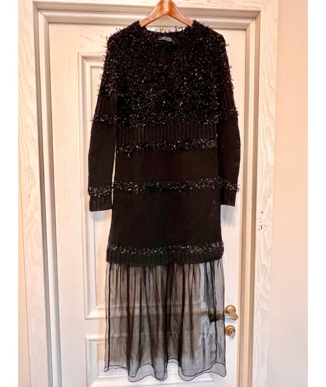 TWIN-SET Черное вискозное повседневное платье, фото 2