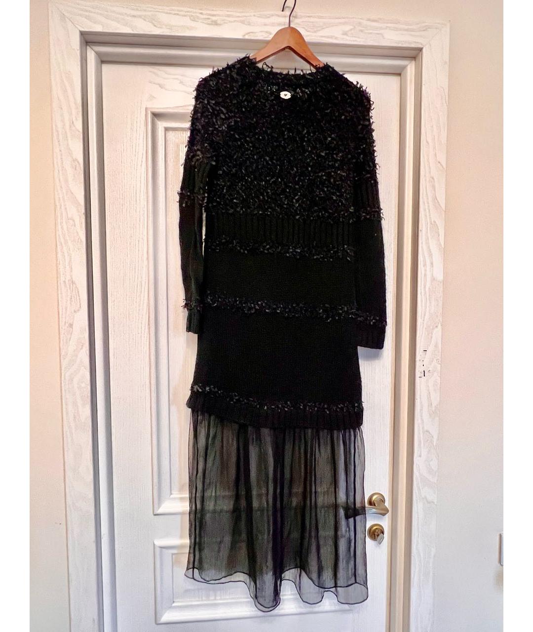 TWIN-SET Черное вискозное повседневное платье, фото 7