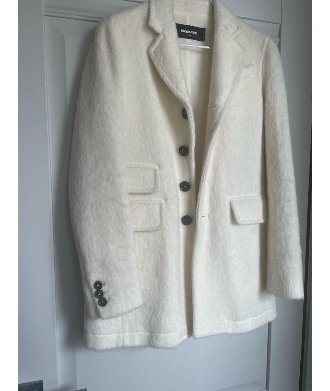 DSQUARED2 Белое шерстяное пальто, фото 2