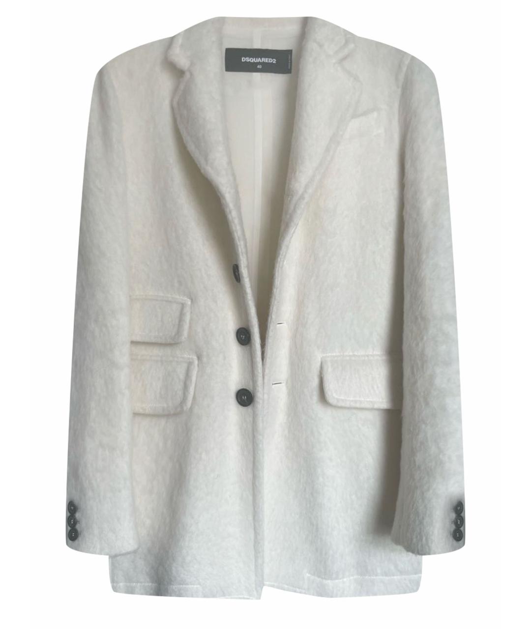 DSQUARED2 Белое шерстяное пальто, фото 1