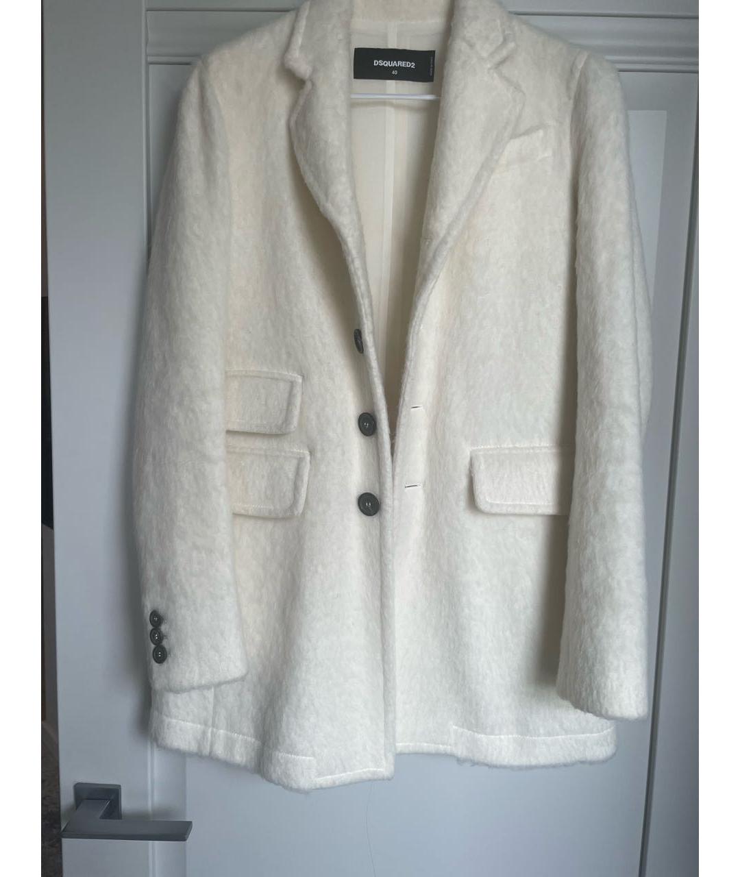 DSQUARED2 Белое шерстяное пальто, фото 3