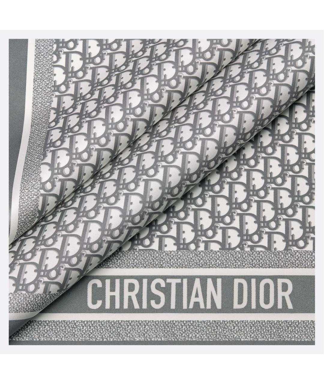 CHRISTIAN DIOR PRE-OWNED Серый шелковый платок, фото 2