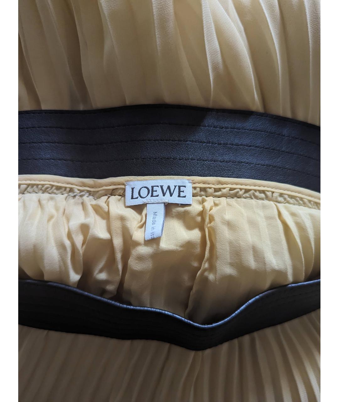 LOEWE Желтая шелковая юбка миди, фото 3