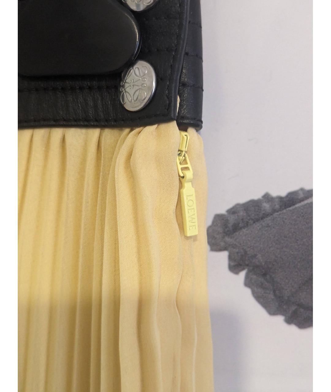 LOEWE Желтая шелковая юбка миди, фото 7