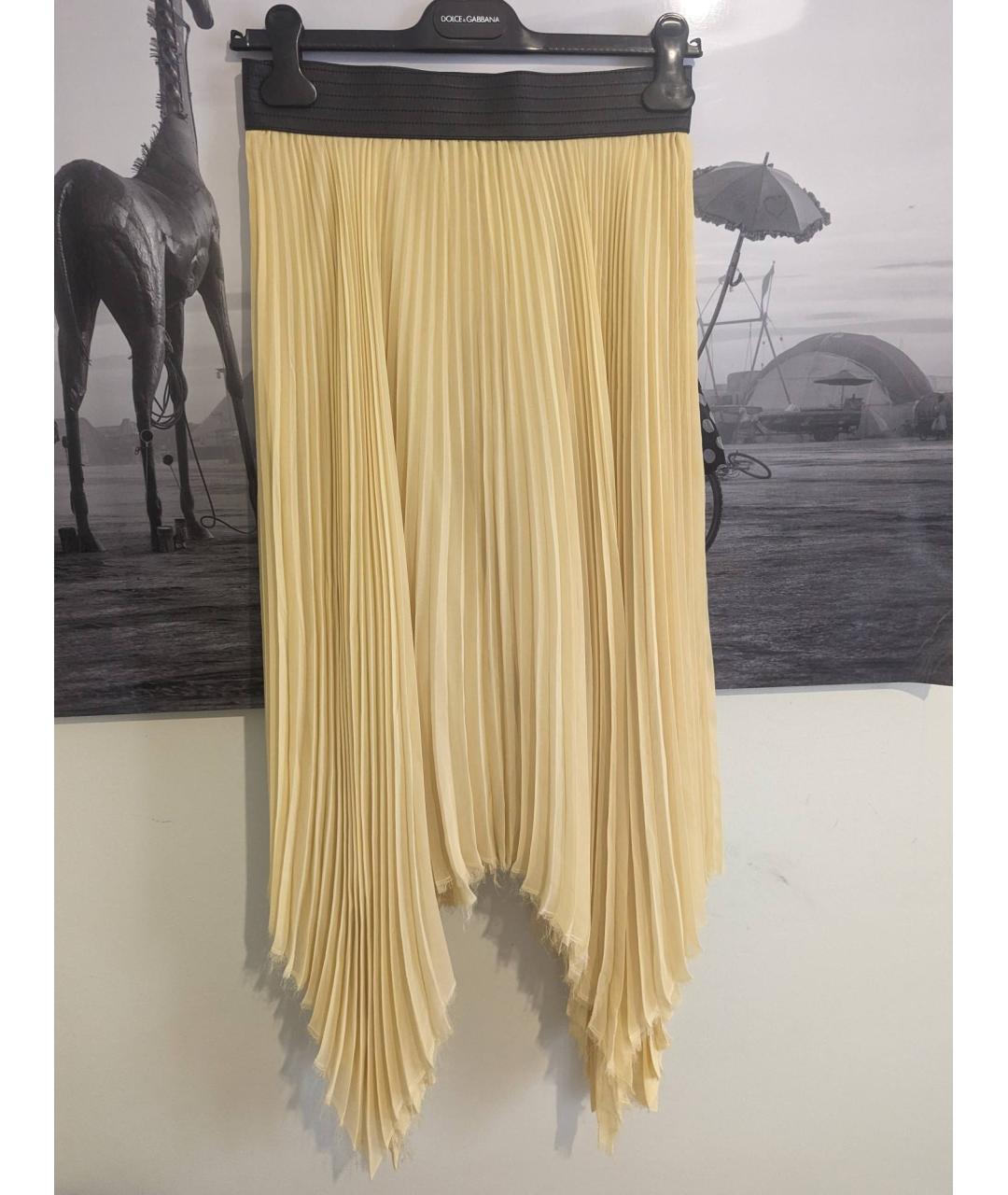 LOEWE Желтая шелковая юбка миди, фото 10