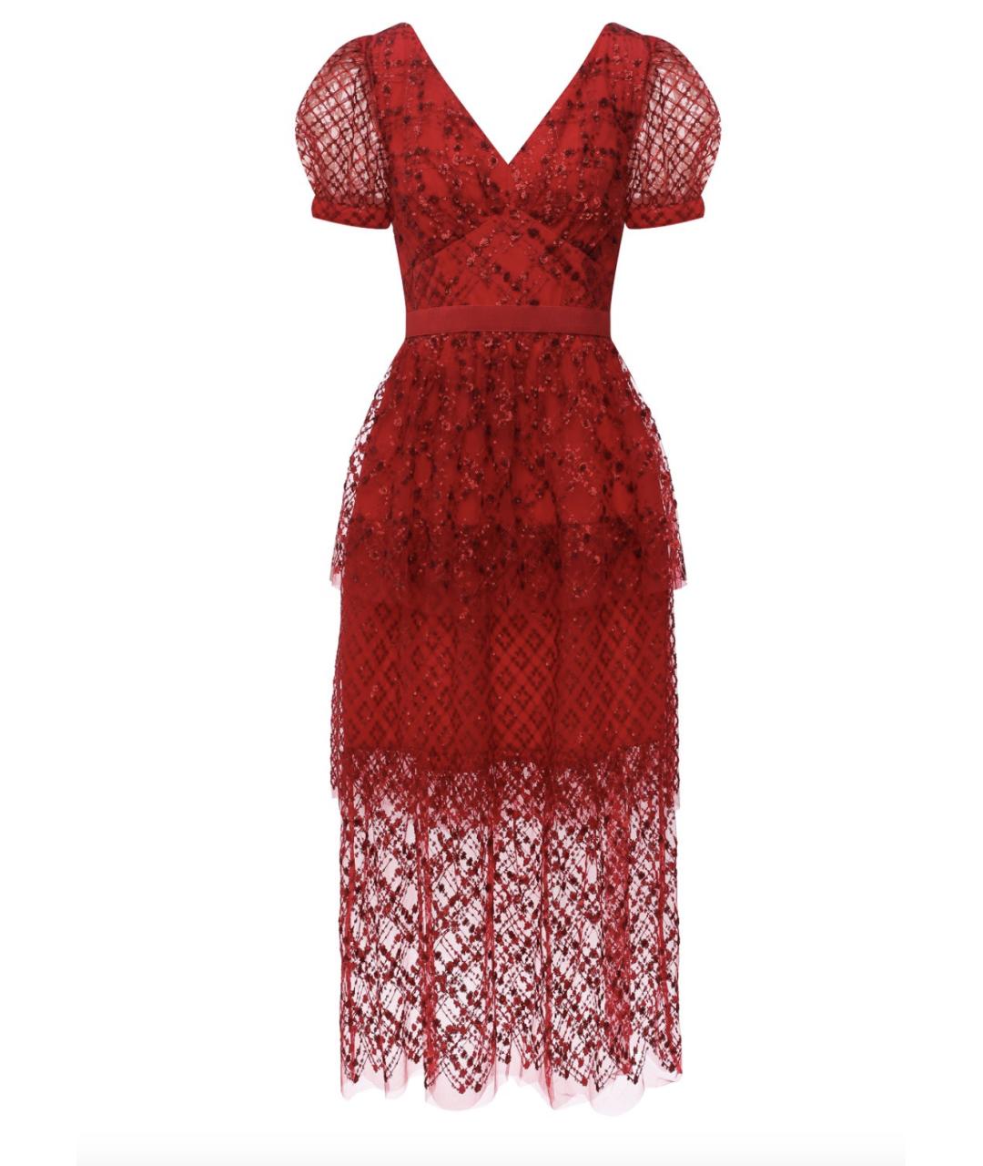 SELF-PORTRAIT Красное повседневное платье, фото 1