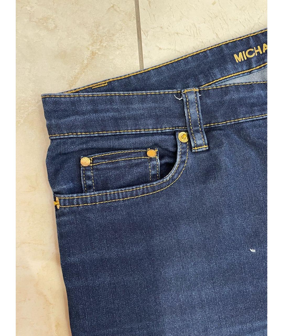 MICHAEL KORS Темно-синие хлопко-эластановые прямые джинсы, фото 4