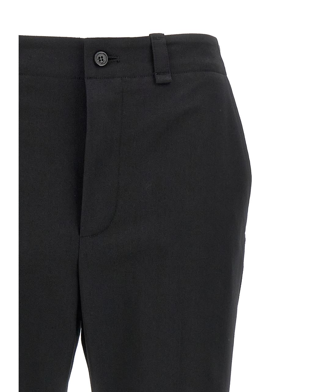 SAINT LAURENT Черные хлопковые прямые брюки, фото 3