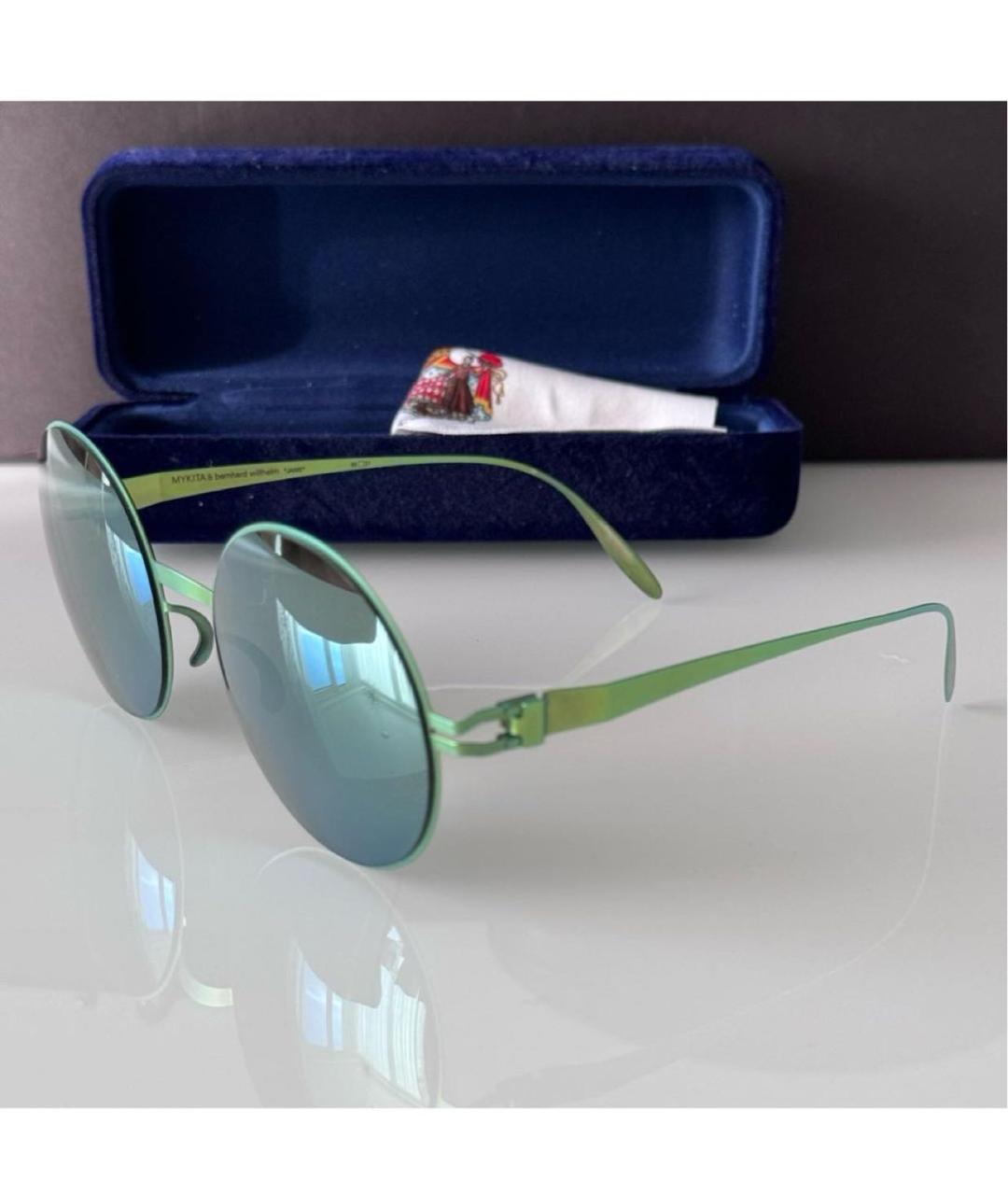 MYKITA Зеленые металлические солнцезащитные очки, фото 3