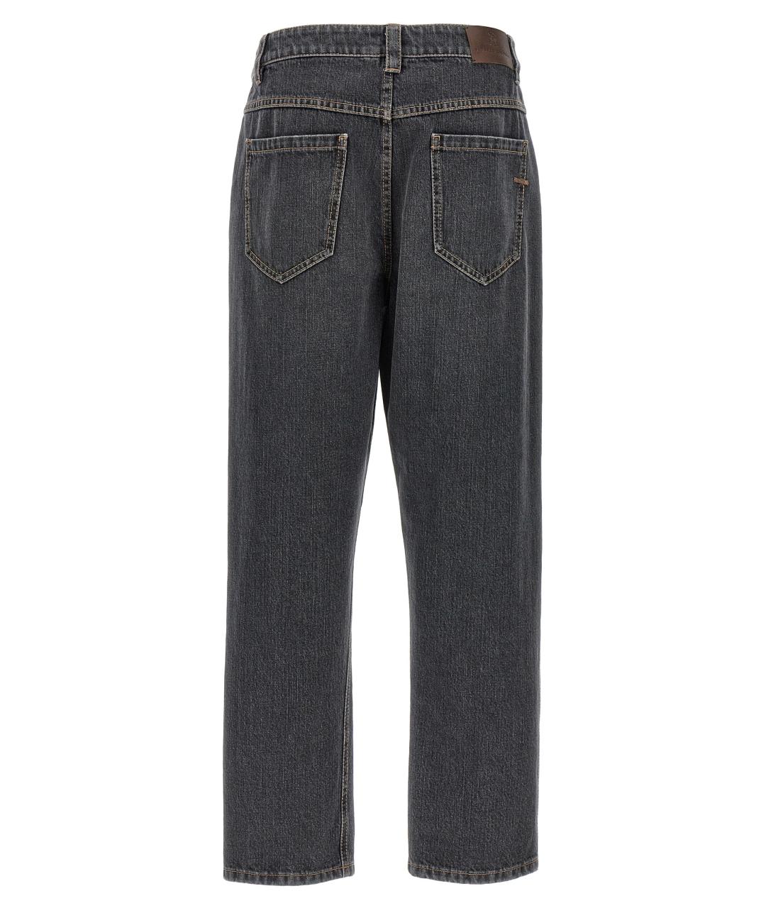 BRUNELLO CUCINELLI Серые хлопковые прямые джинсы, фото 2