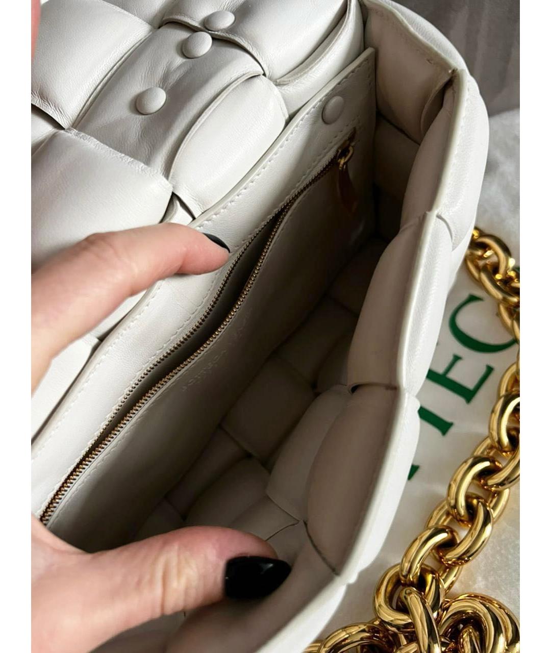BOTTEGA VENETA Белая кожаная сумка с короткими ручками, фото 4