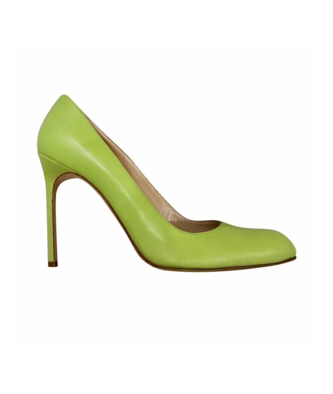 MANOLO BLAHNIK Зеленые кожаные туфли, фото 1