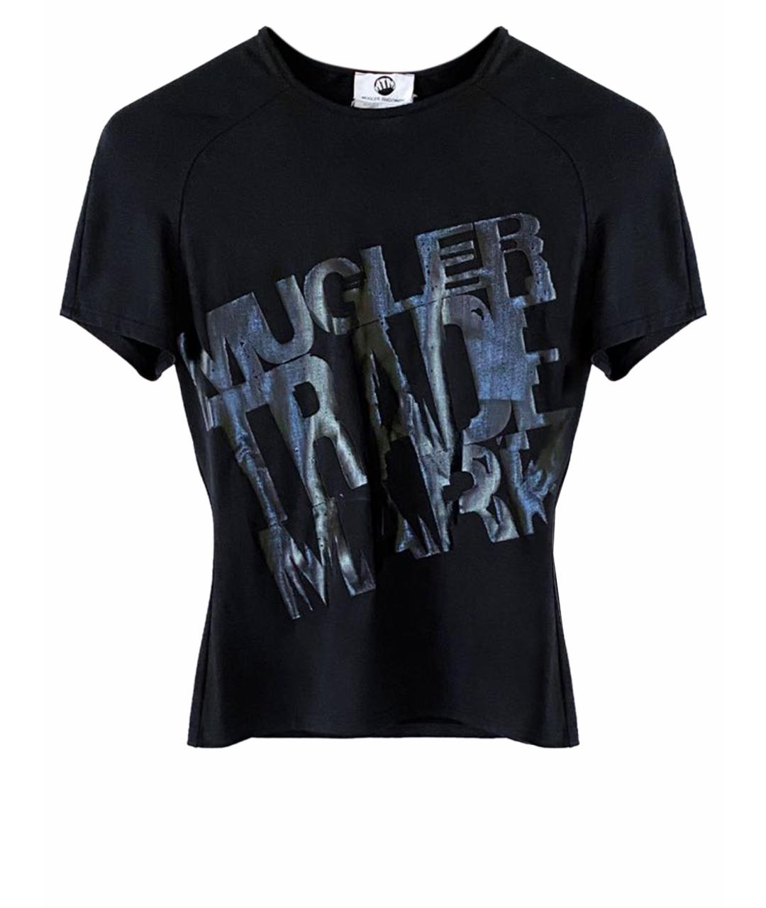 MUGLER Черная полиэстеровая футболка, фото 1