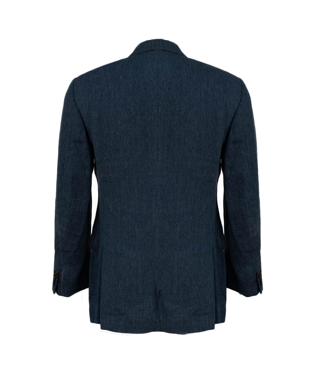 LORO PIANA Темно-синий хлопковый пиджак, фото 2