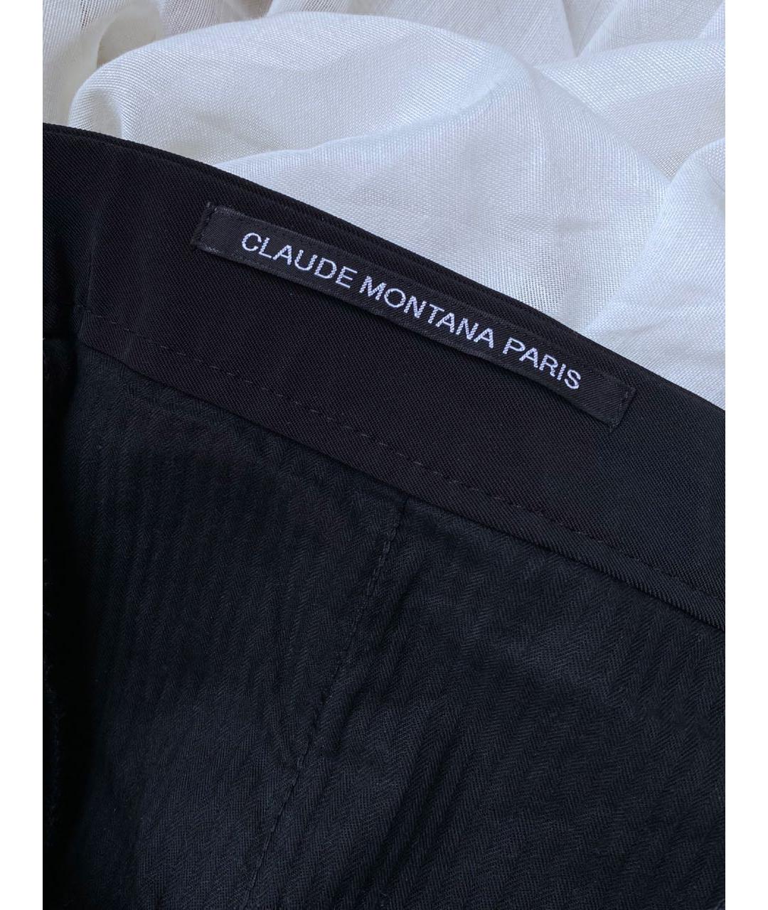 CLAUDE MONTANA VINTAGE Черные полиамидовые прямые брюки, фото 2