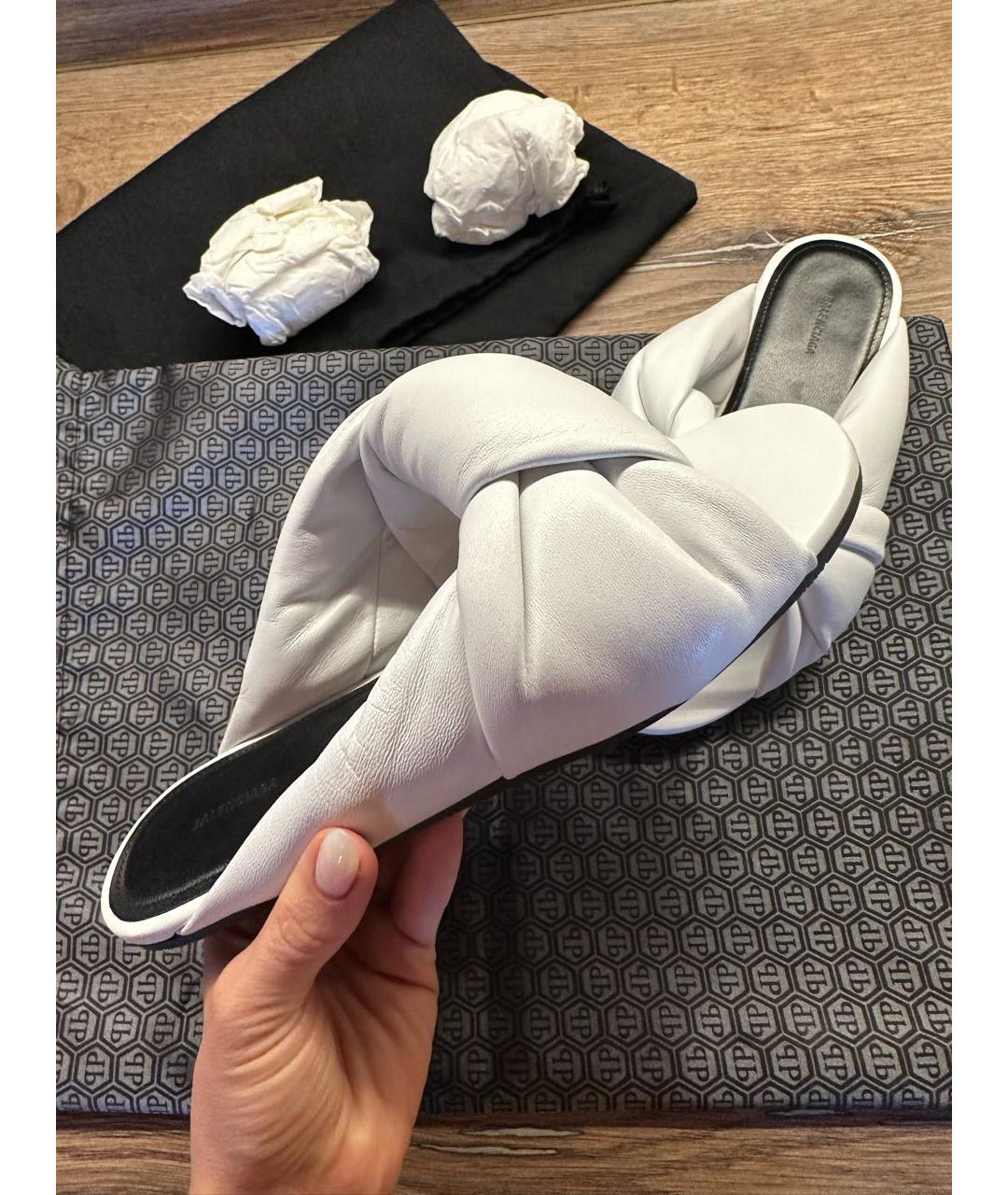 BALENCIAGA Белые кожаные сандалии, фото 5