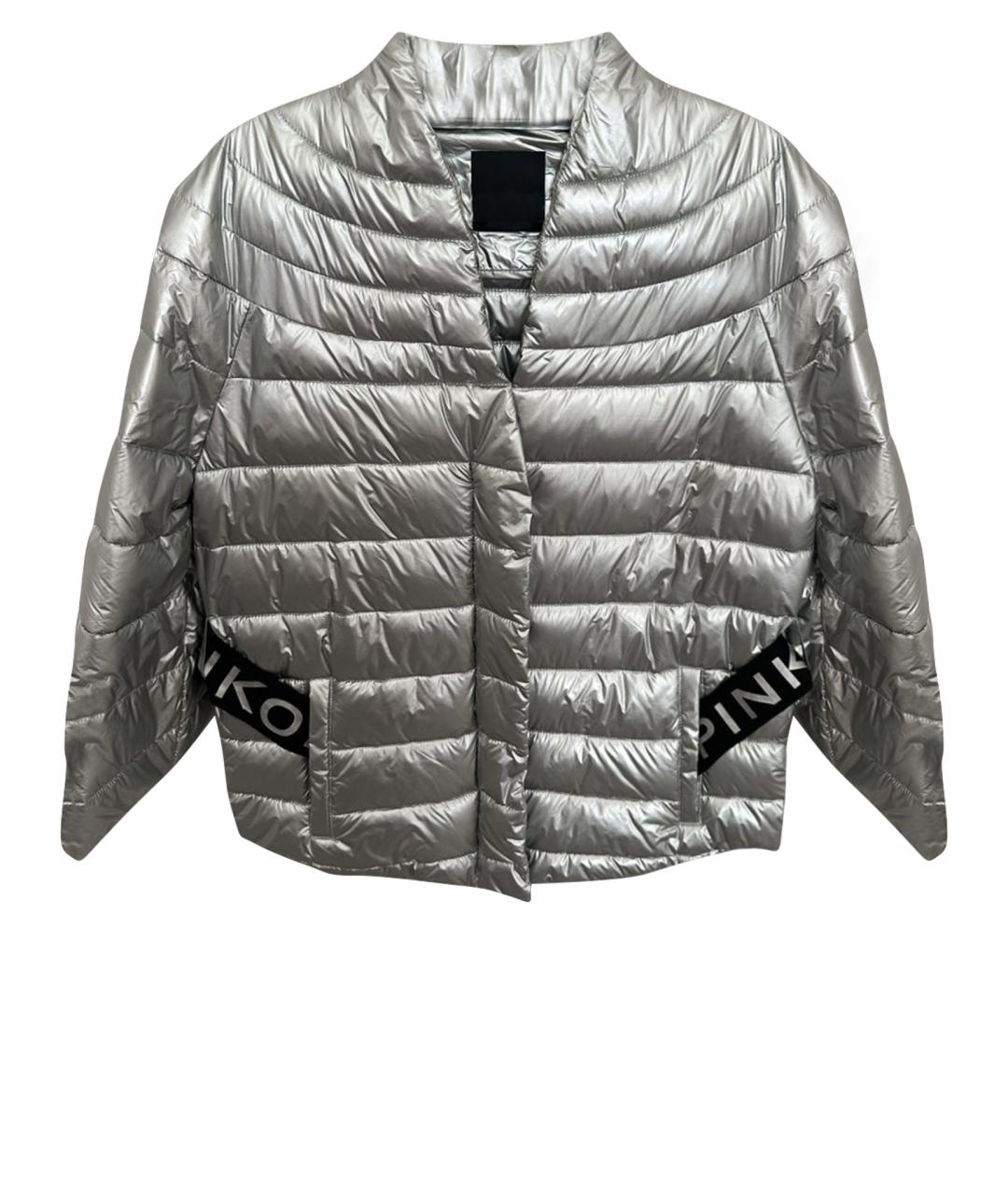 PINKO Серебряная полиуретановая куртка, фото 1