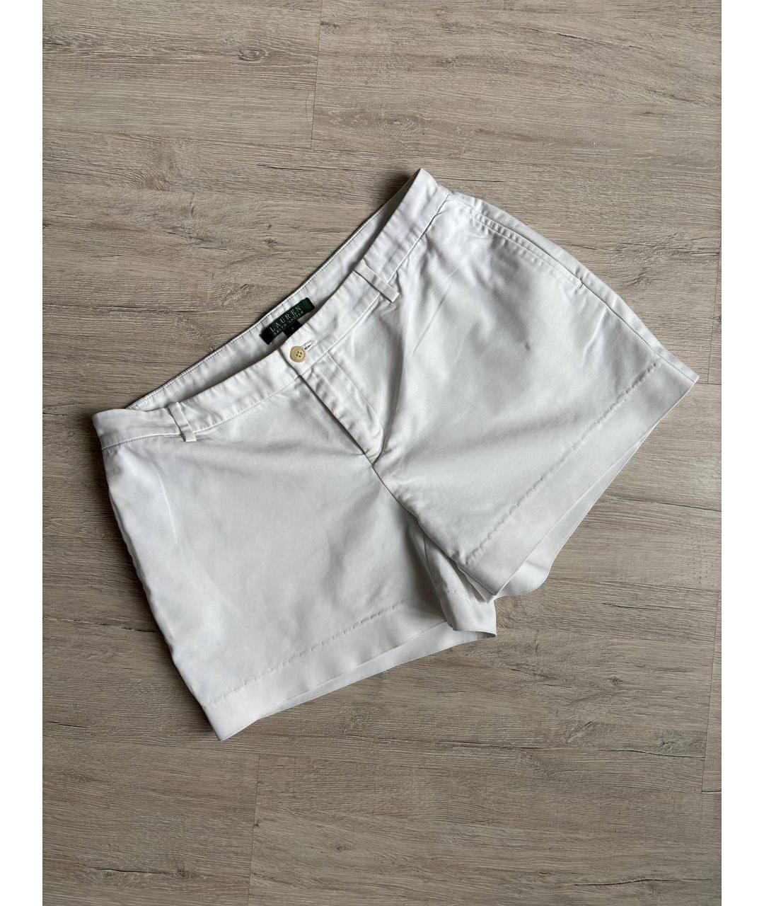 RALPH LAUREN Белые хлопко-эластановые шорты, фото 6