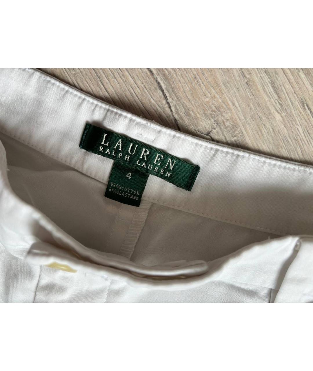 RALPH LAUREN Белые хлопко-эластановые шорты, фото 3