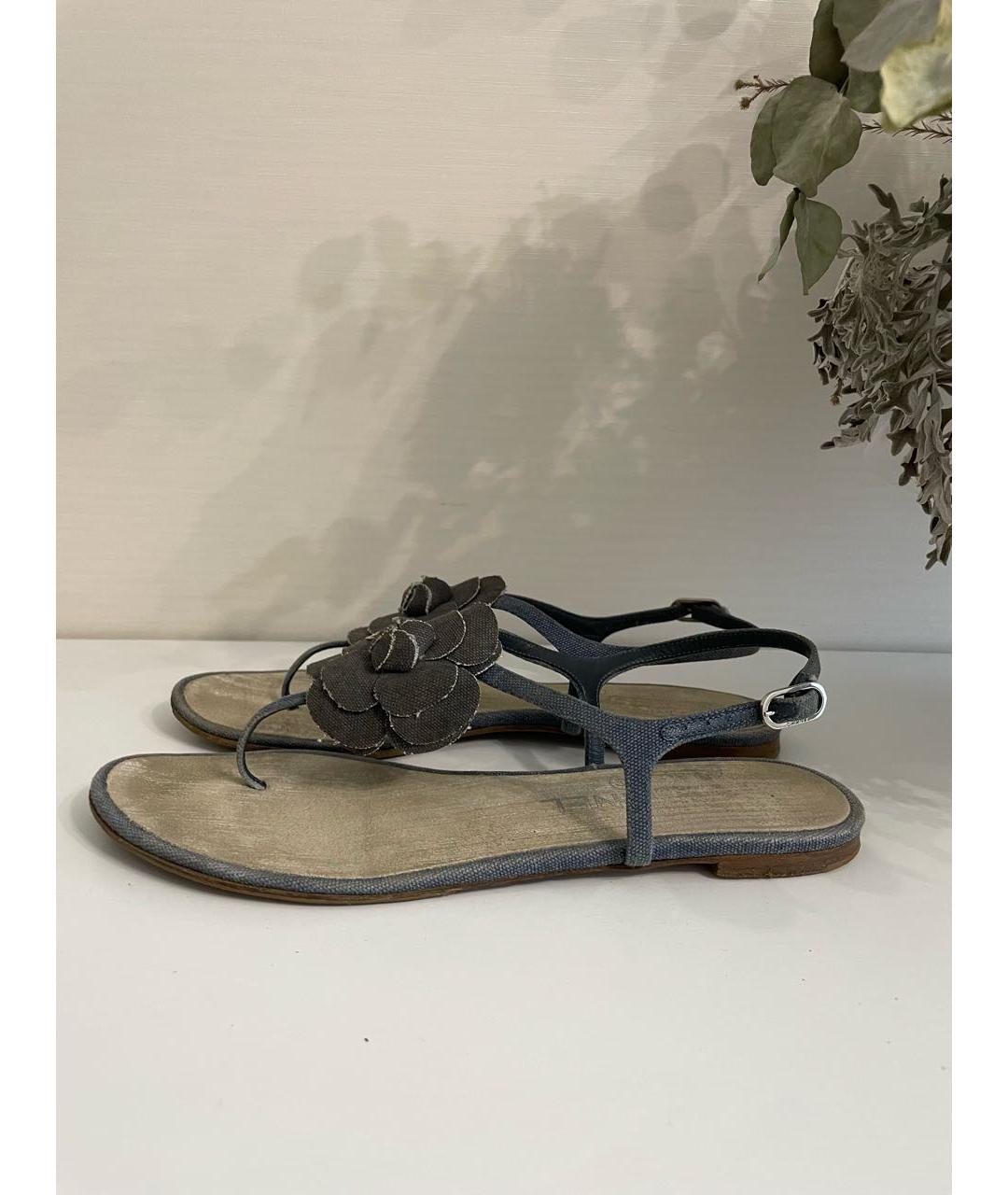 CHANEL PRE-OWNED Синие кожаные сандалии, фото 9