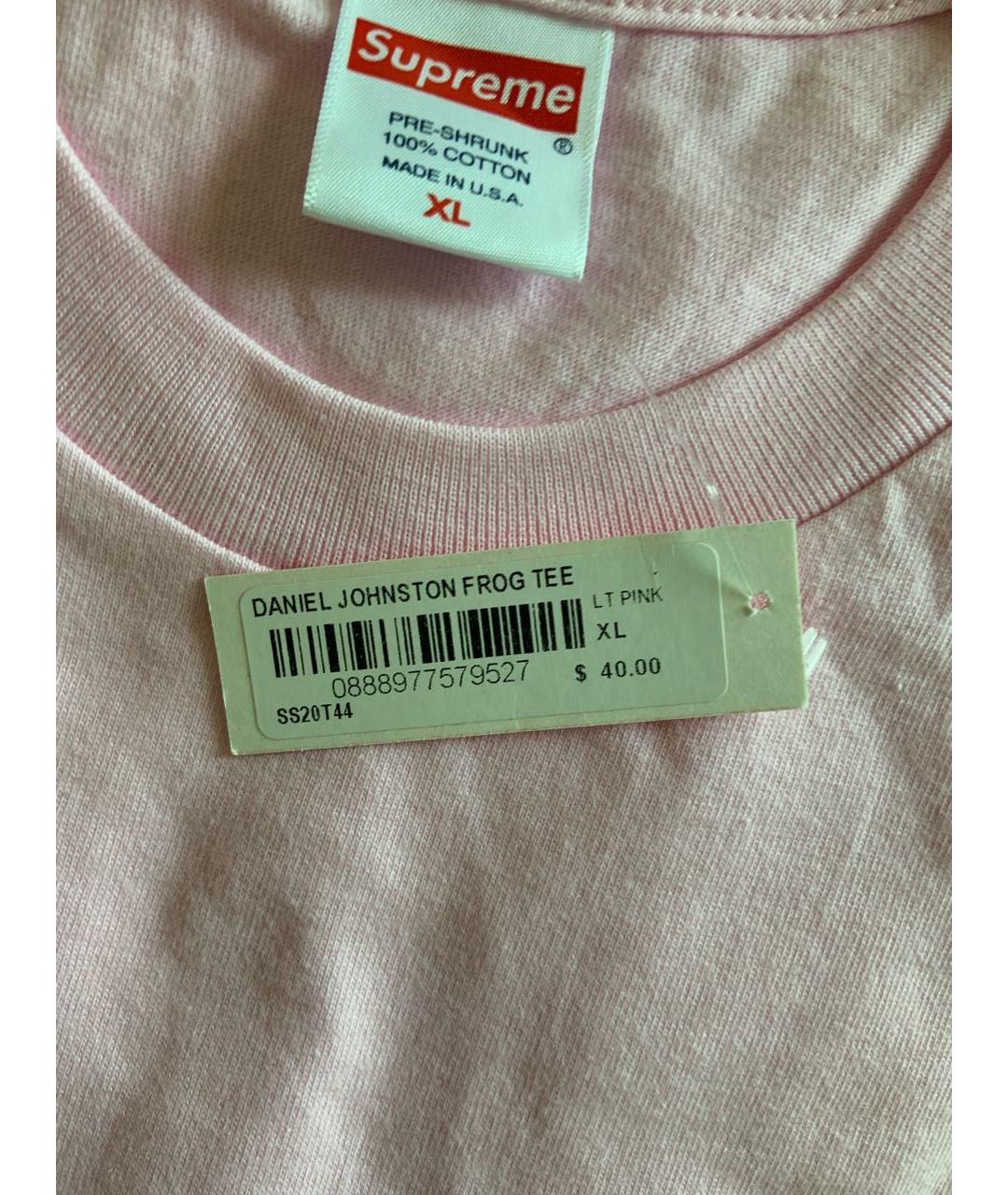 SUPREME Розовая хлопковая футболка, фото 4