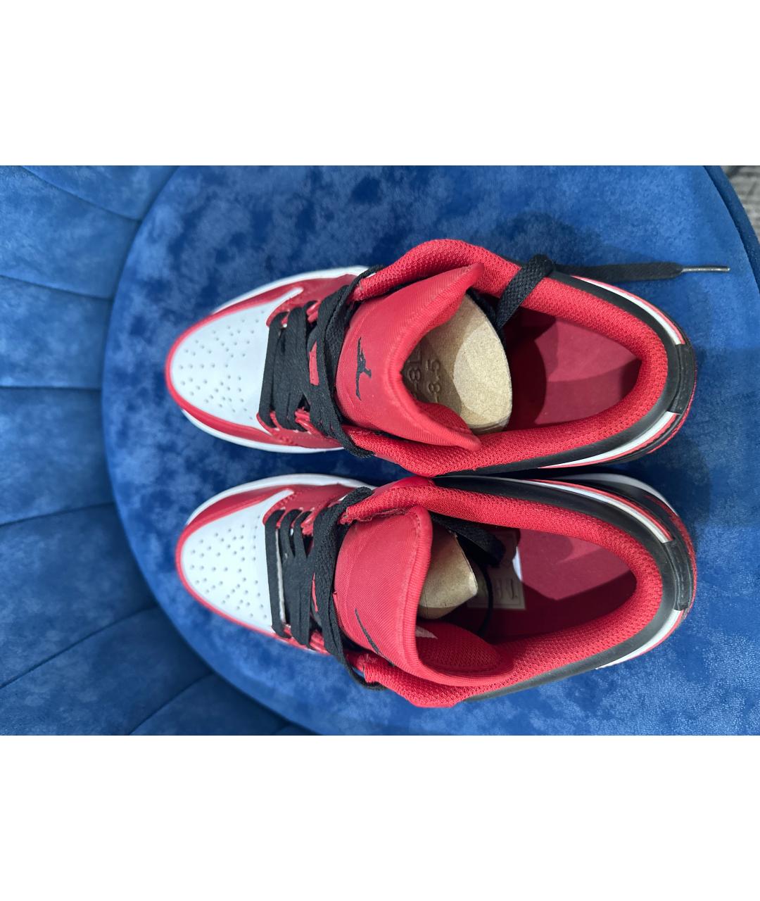 JORDAN Красные кожаные низкие кроссовки / кеды, фото 3