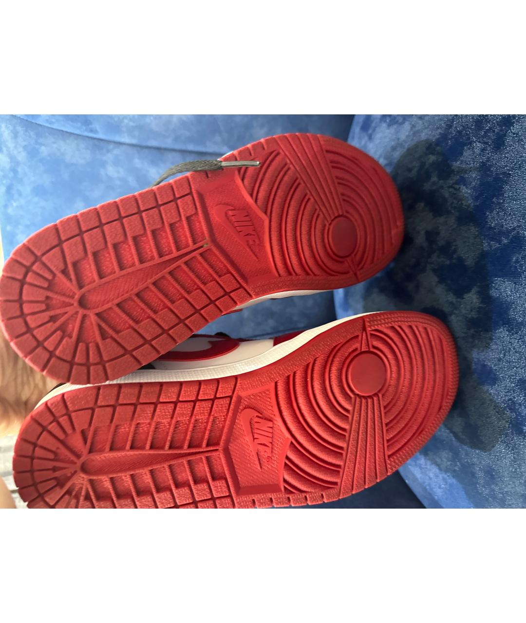 JORDAN Красные кожаные низкие кроссовки / кеды, фото 5