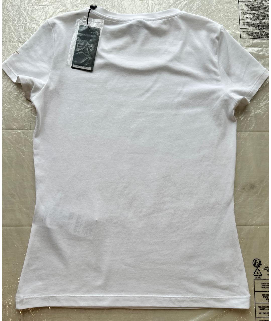 EMPORIO ARMANI Белая хлопко-эластановая футболка, фото 3