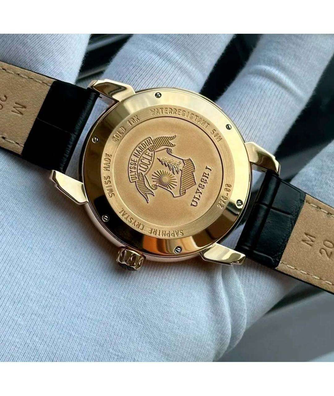 Ulysse Nardin Черные часы из желтого золота, фото 5