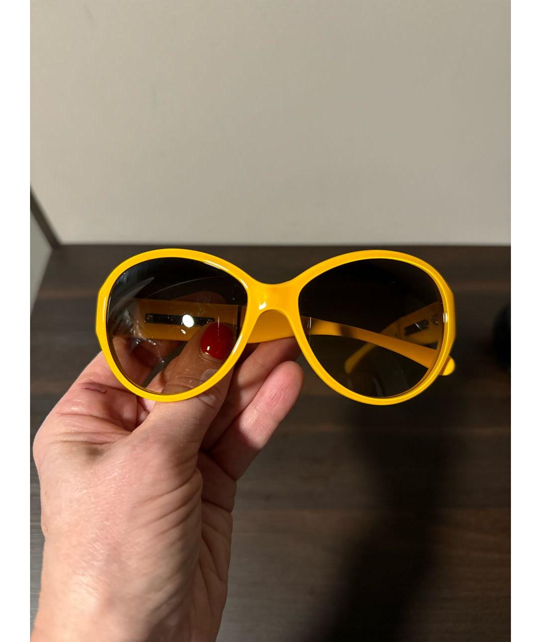 CHANEL PRE-OWNED Желтые пластиковые солнцезащитные очки, фото 8
