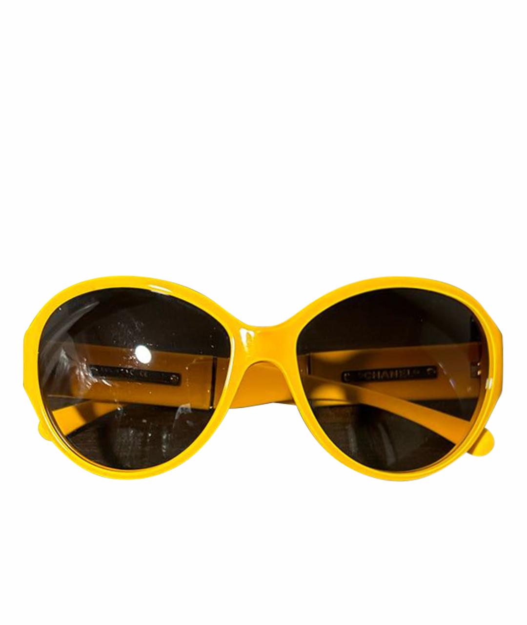 CHANEL PRE-OWNED Желтые пластиковые солнцезащитные очки, фото 1