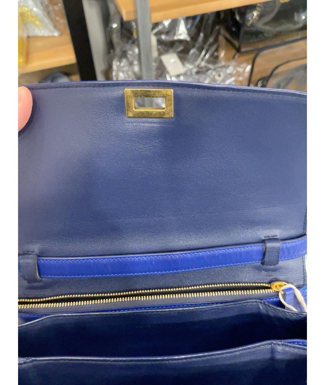 CELINE PRE-OWNED Синяя кожаная сумка через плечо, фото 7