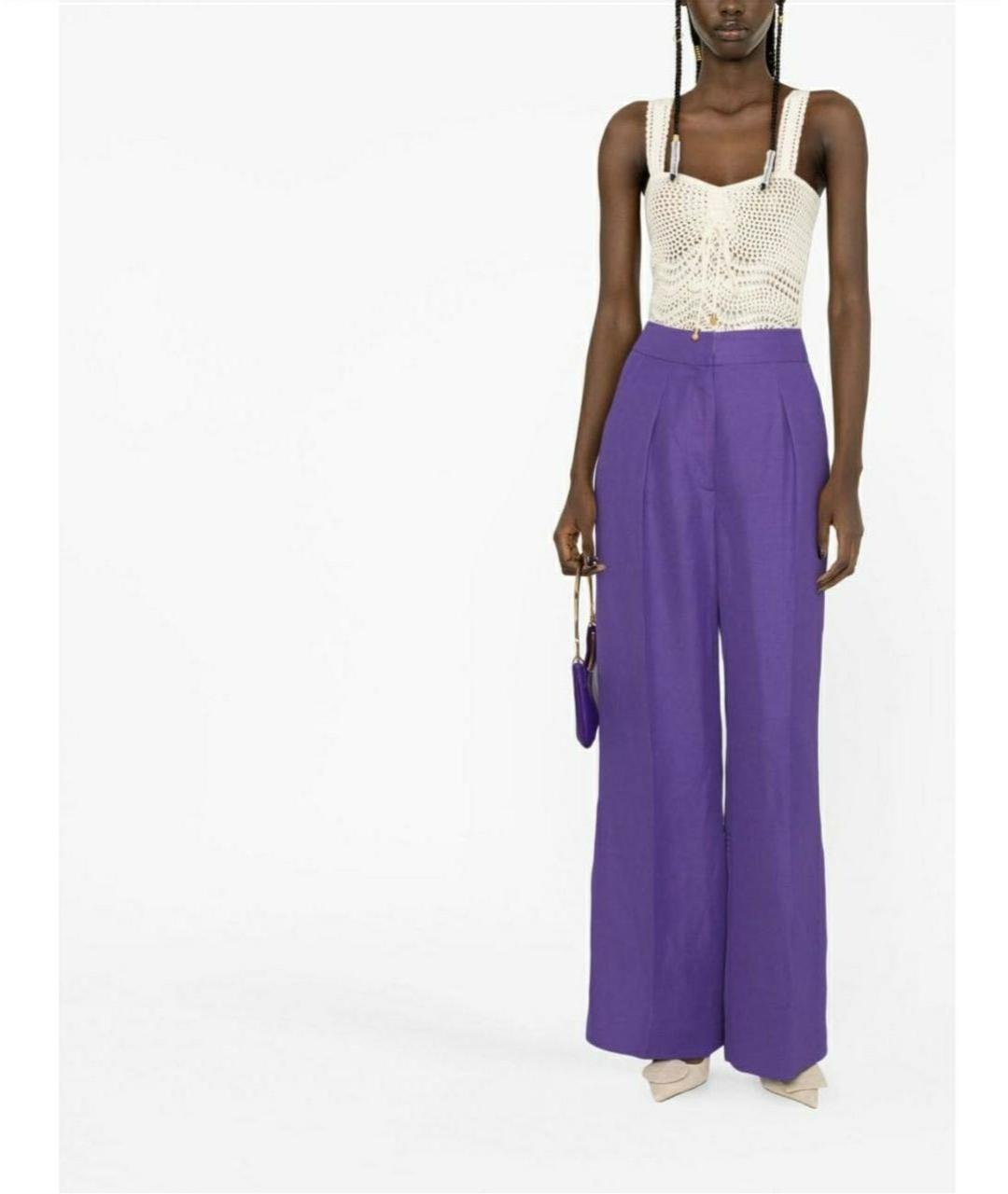 JACQUEMUS Фиолетовые вискозные брюки широкие, фото 4