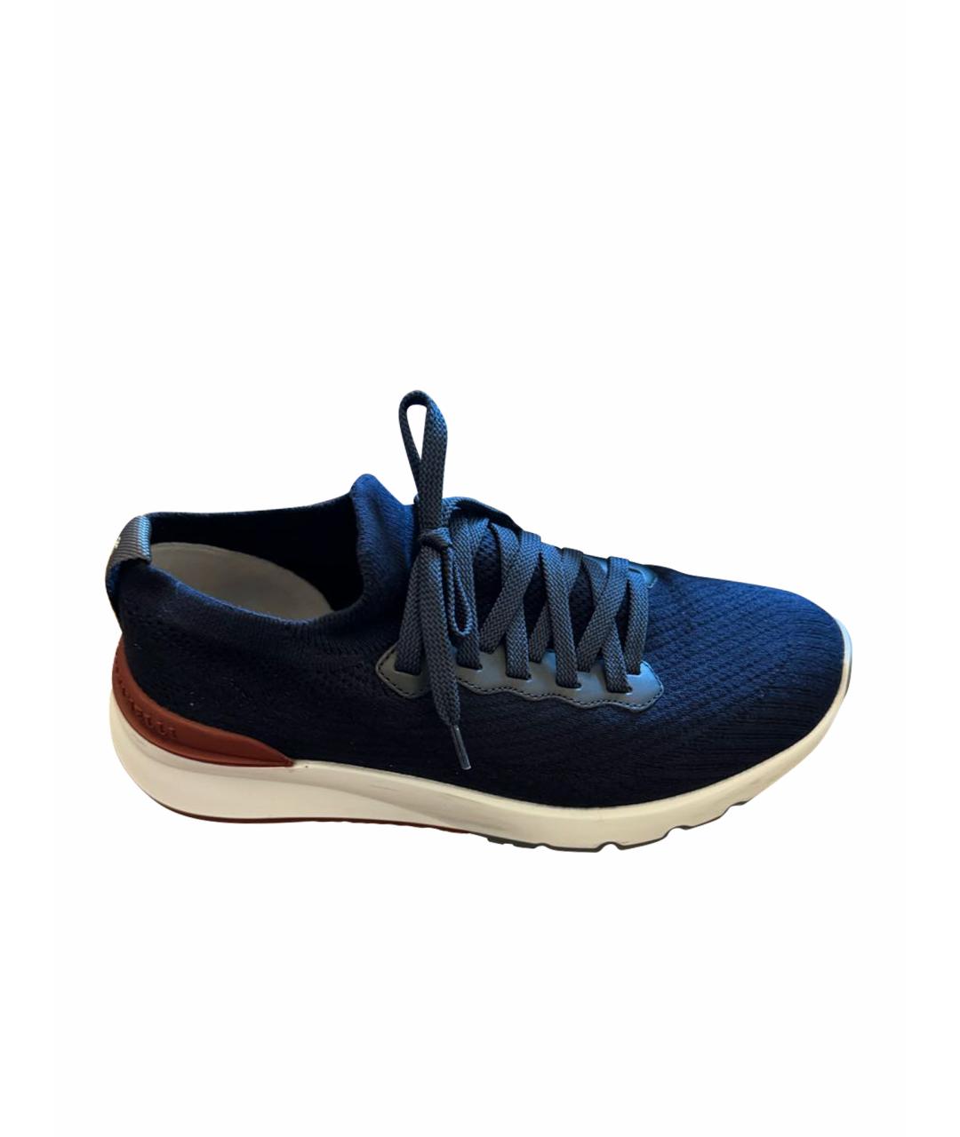 BRUNELLO CUCINELLI Темно-синие текстильные низкие кроссовки / кеды, фото 1