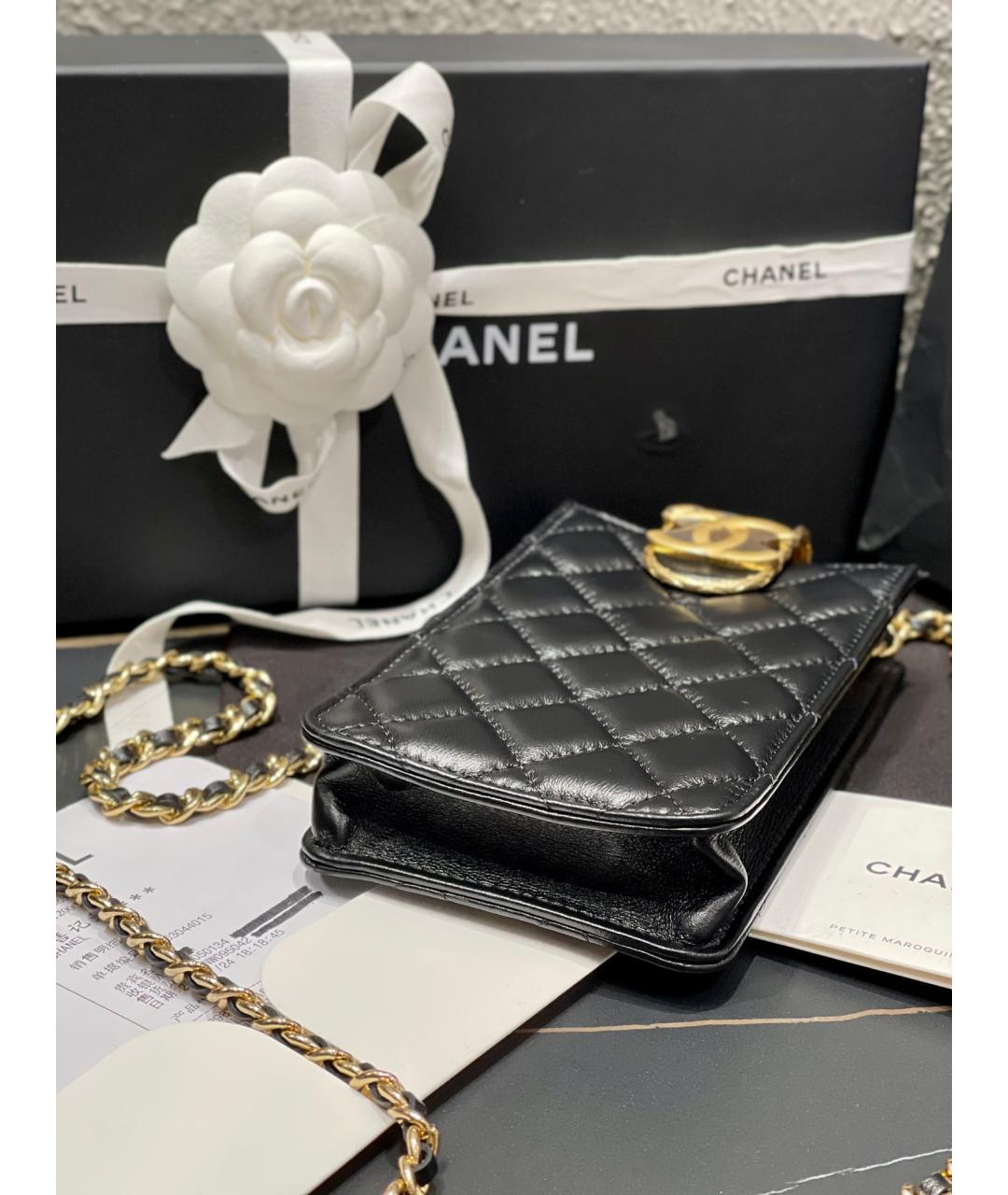 CHANEL PRE-OWNED Черная кожаная сумка через плечо, фото 6