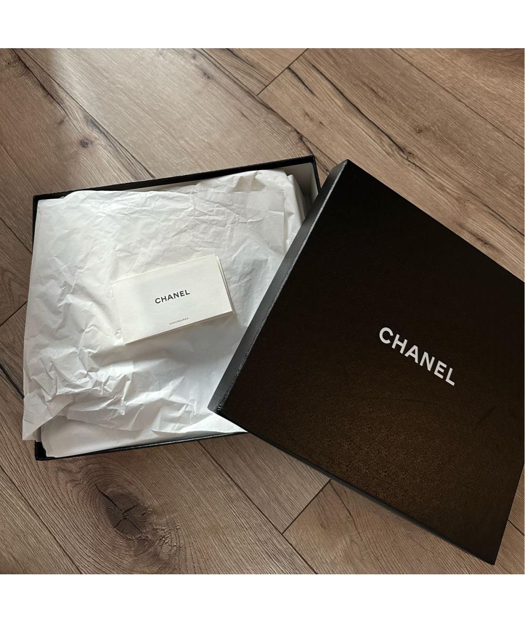 CHANEL PRE-OWNED Бирюзовые кожаные сандалии, фото 5